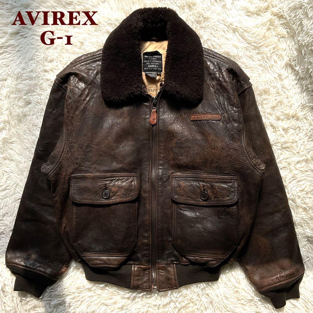 人気✨AVIREX レザージャケット　M 本革　G-1 ブラウン　ボア　2way