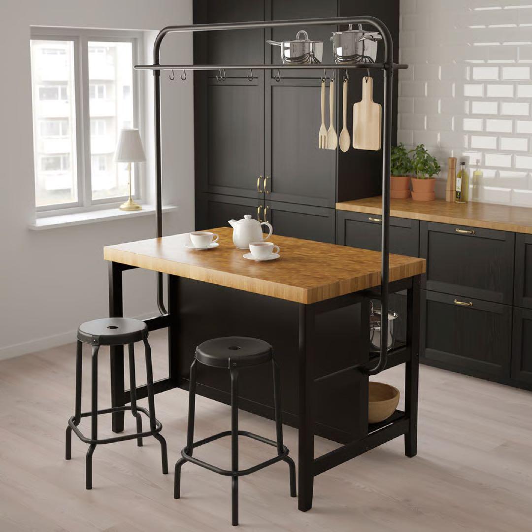 【極美品】IKEA VADHOLMA アイランドキッチン＋ラック