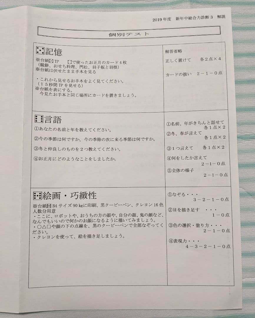 伸芽会　年中児向け 総合力診断テスト　6回セット
