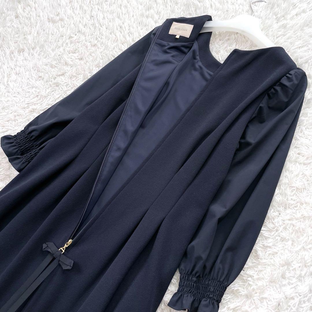 美品✨ ローズティアラ ロング　ワンピース　リボン　パフスリーブ　異素材　近年
