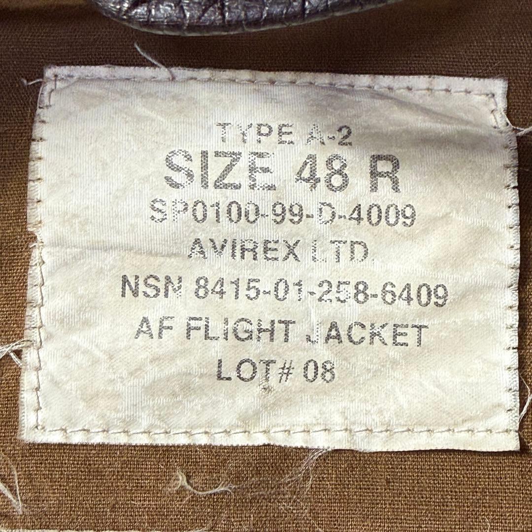 【美品】90s官給品同等 AVIREX A-2 山羊革 2XL 米軍PXモデル