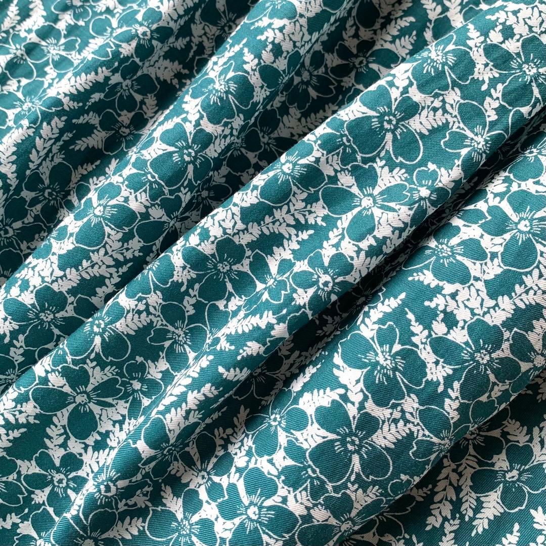 美品　マカフィー　花柄ロングシャツワンピース　ボタニカルプリント　総柄　日本製