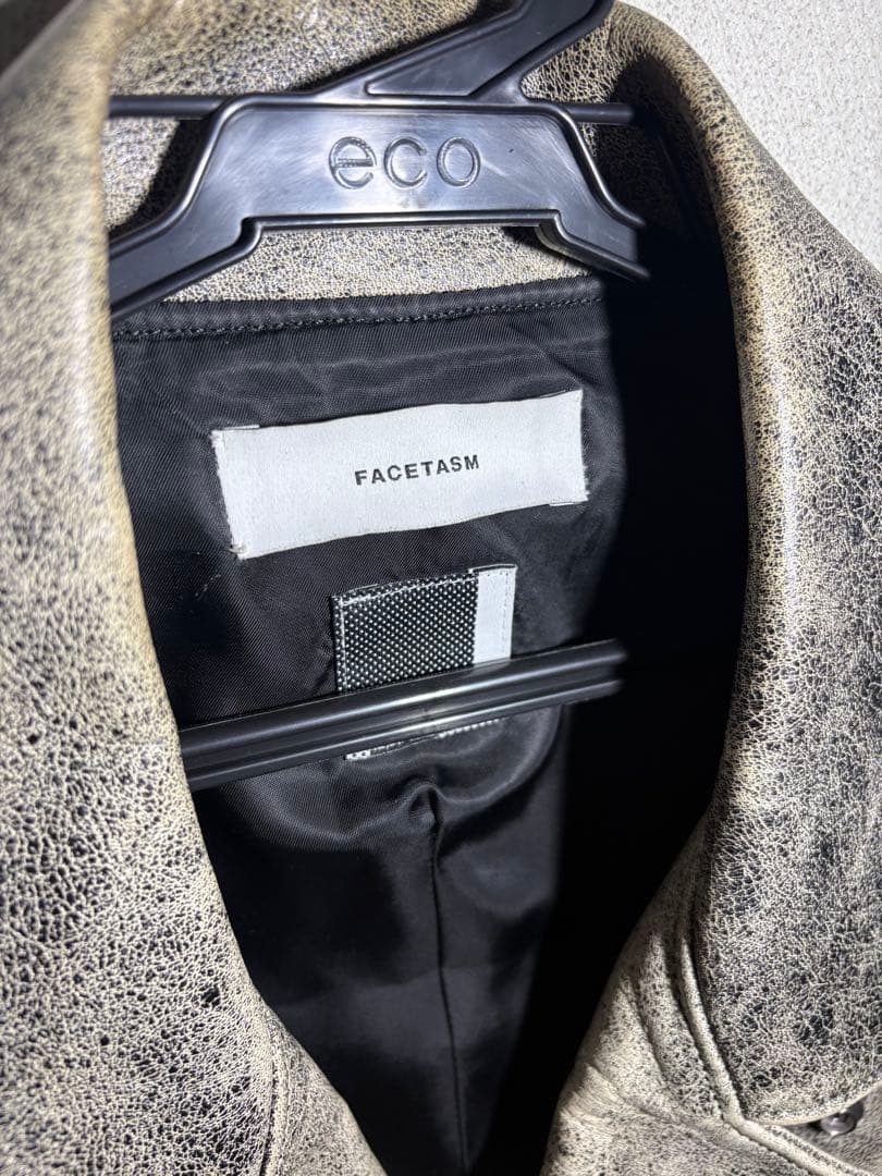 facetasm 16ss クラック加工　ライダースベスト　牛革