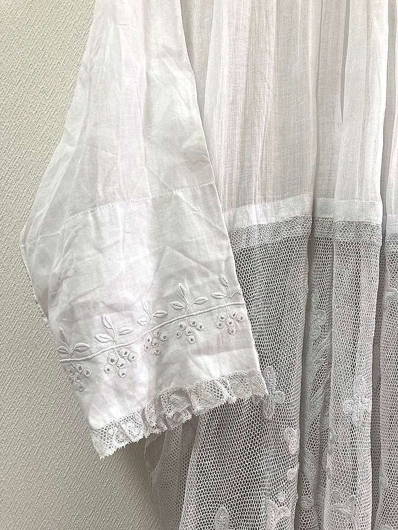 【アンティーク】チャーチスモック ホワイト レース ロング【教会服】