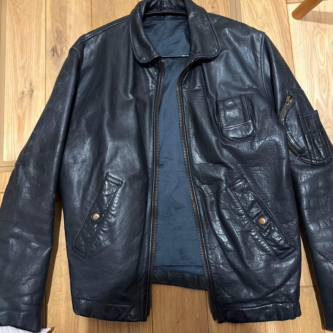 フランス軍　レザー ジャケット 古着