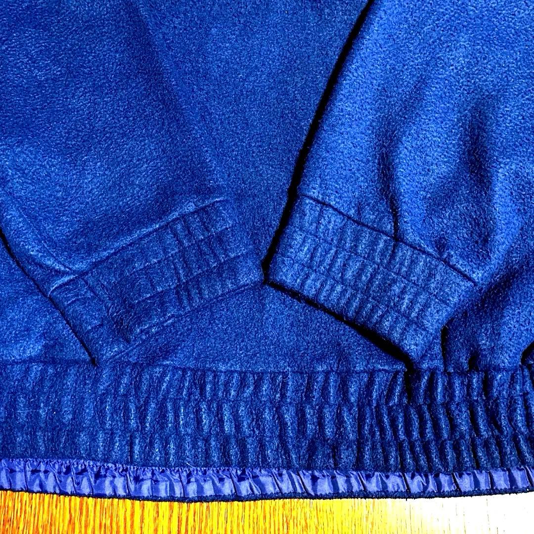 90s US古着　MLBインディアンス　ハーフジップフリース　M ネイビー　刺繍