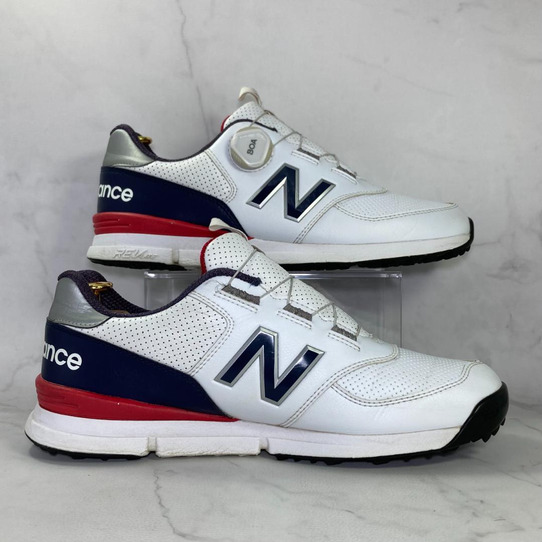 【美品】new balance ゴルフシューズ 26.0㎝ 白/紺/赤