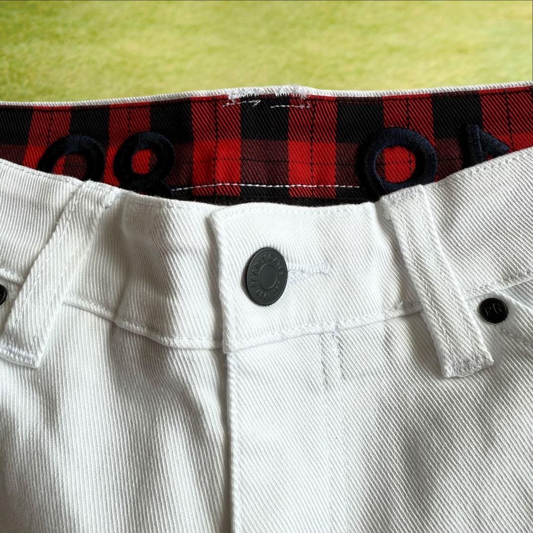 美品　パーリーゲイツ　パンツ　4 M〜L相当　白　ホワイト　生地厚　ストレッチ