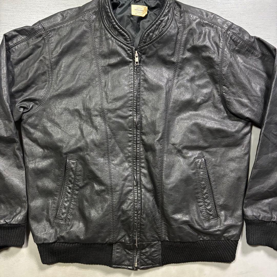 vintage レザージャケット　ブルゾン　ma-1 短丈　本革オールレザー　M
