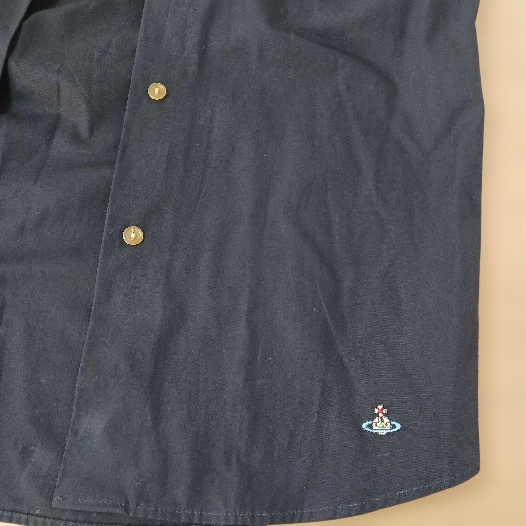 ヴィヴィアンウエストウッドレッドレーベル 長袖 高襟 シャツ オーブ刺繍ブラック
