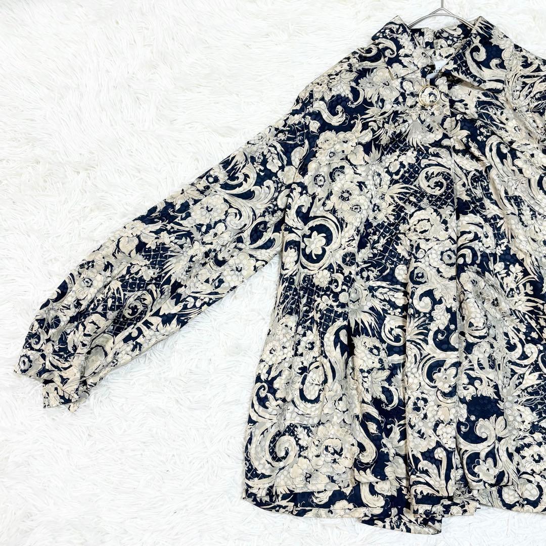 ガリアーノ期　Dior シルクシャツ　花柄　総柄　ヴィンテージ　長袖　11 L