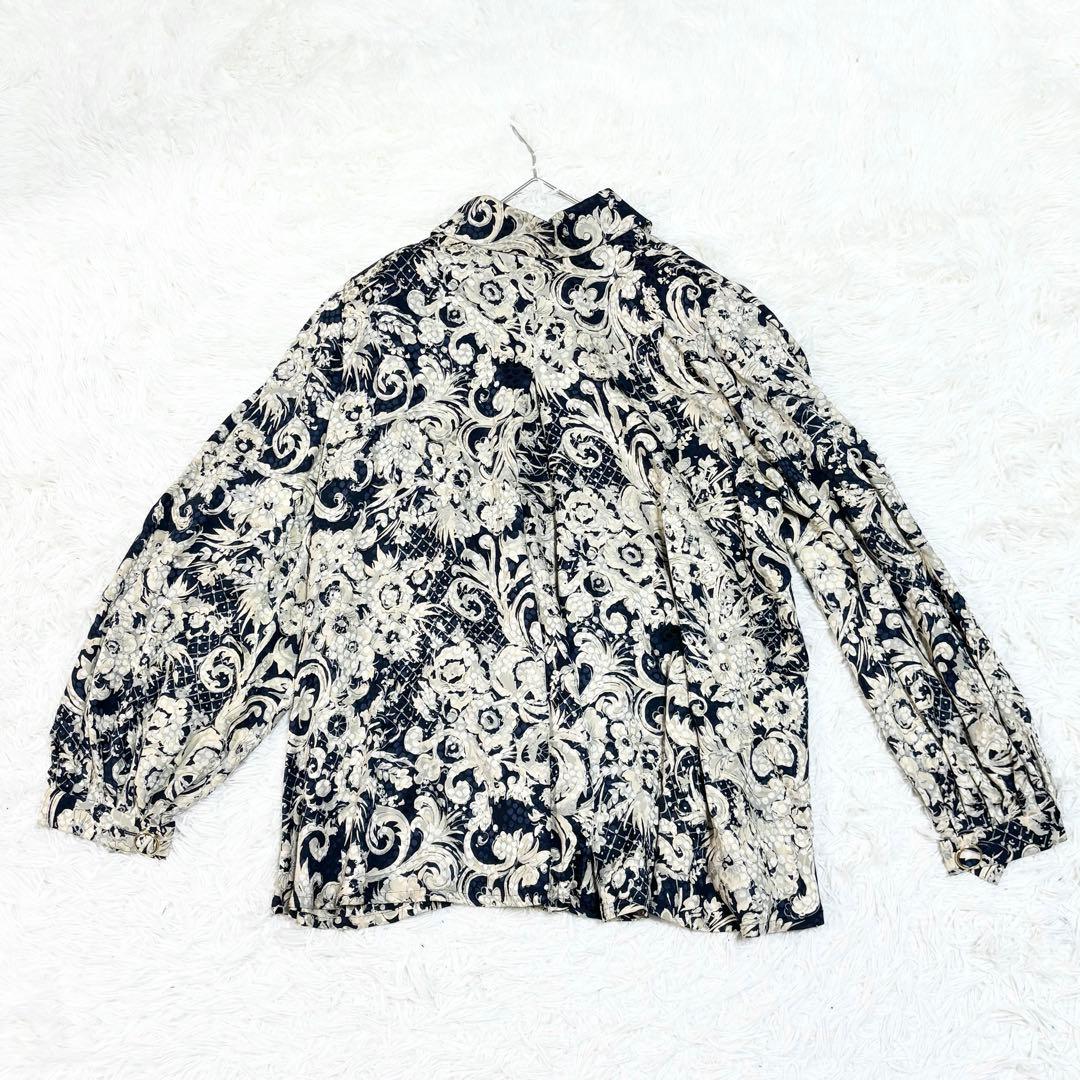 ガリアーノ期　Dior シルクシャツ　花柄　総柄　ヴィンテージ　長袖　11 L