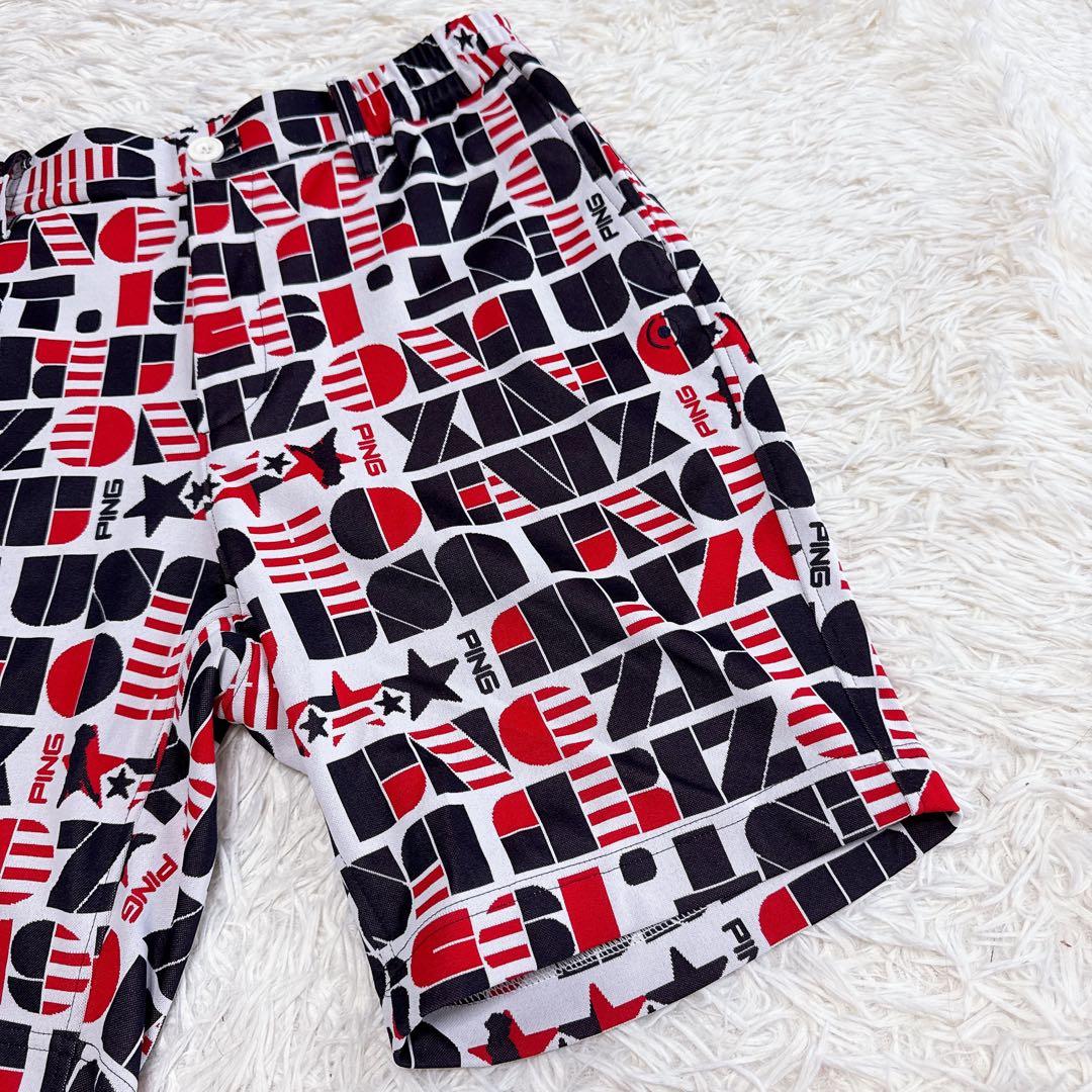 【ピン】美品 セットアップ モックネック ハーフパンツ Lサイズ メンズ