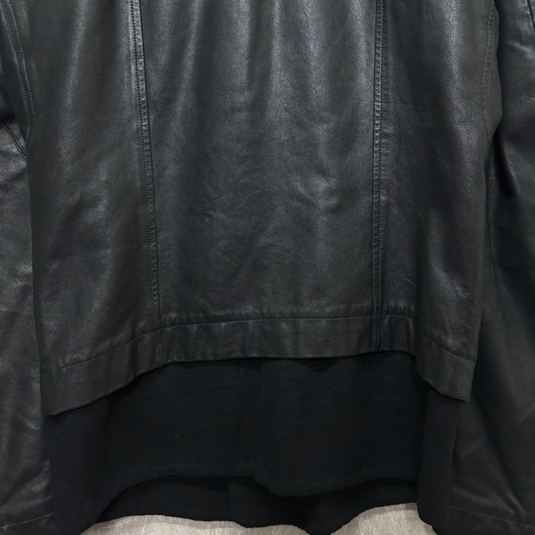 希少 Rick Owens 14AW カシミヤ裏地 レザーライダース 52 黒
