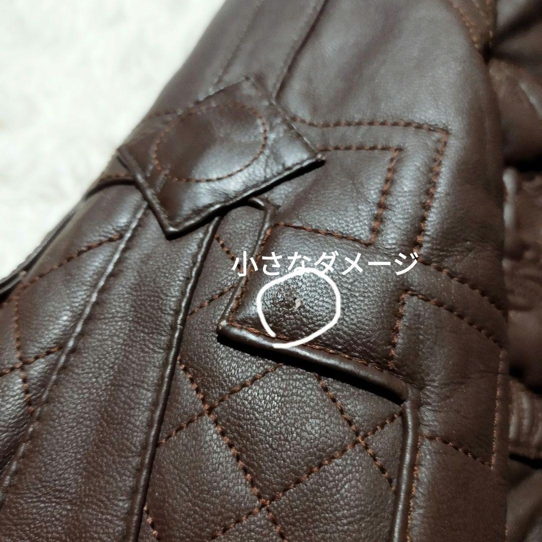 maggoni elegance　リアルレザーエンボス加工中綿ジャケット　茶XL