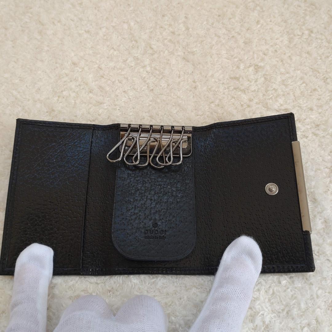 ☆美品☆GUCCI グッチ キーケース 6連 ブラック レザー ロゴプレート