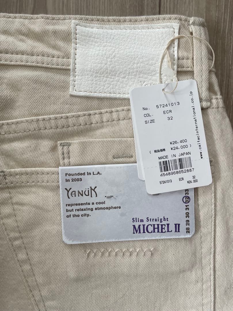 【未使用品】YANUK スリムストレートMICHEL II 生成デニム 32