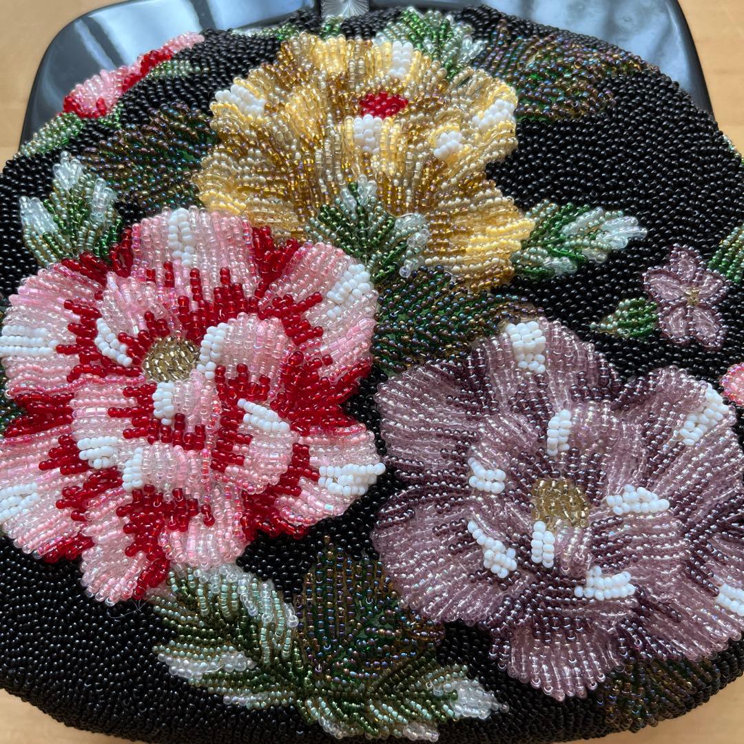 希少　花柄ビーズ刺繍 和装用バッグ