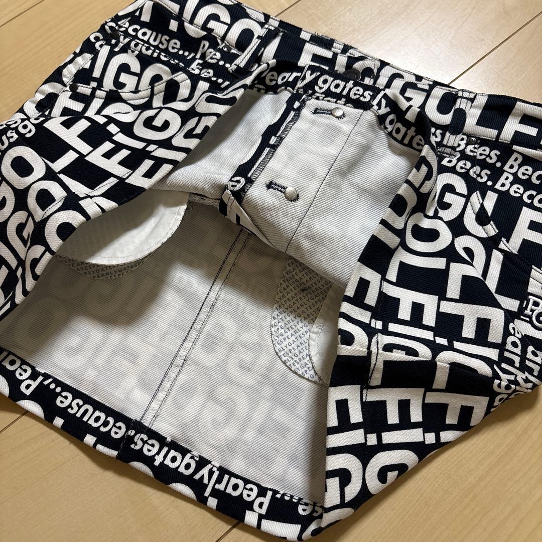 PEARLY GATES ロゴプリントスカート 黒✖️白　0 オマケ付き