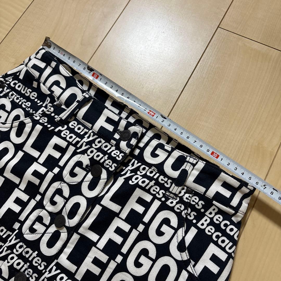 PEARLY GATES ロゴプリントスカート 黒✖️白　0 オマケ付き
