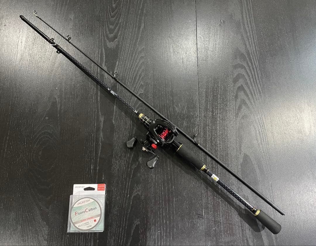 バス釣りセット・2ピースベイトロッド&ベイトリール左巻きライン100mオマケ付