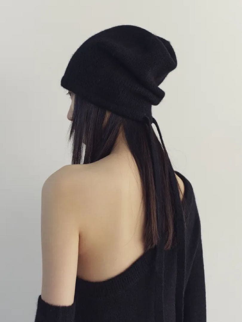 帽子 ROSARYMOON Bucktail Knit Beanie