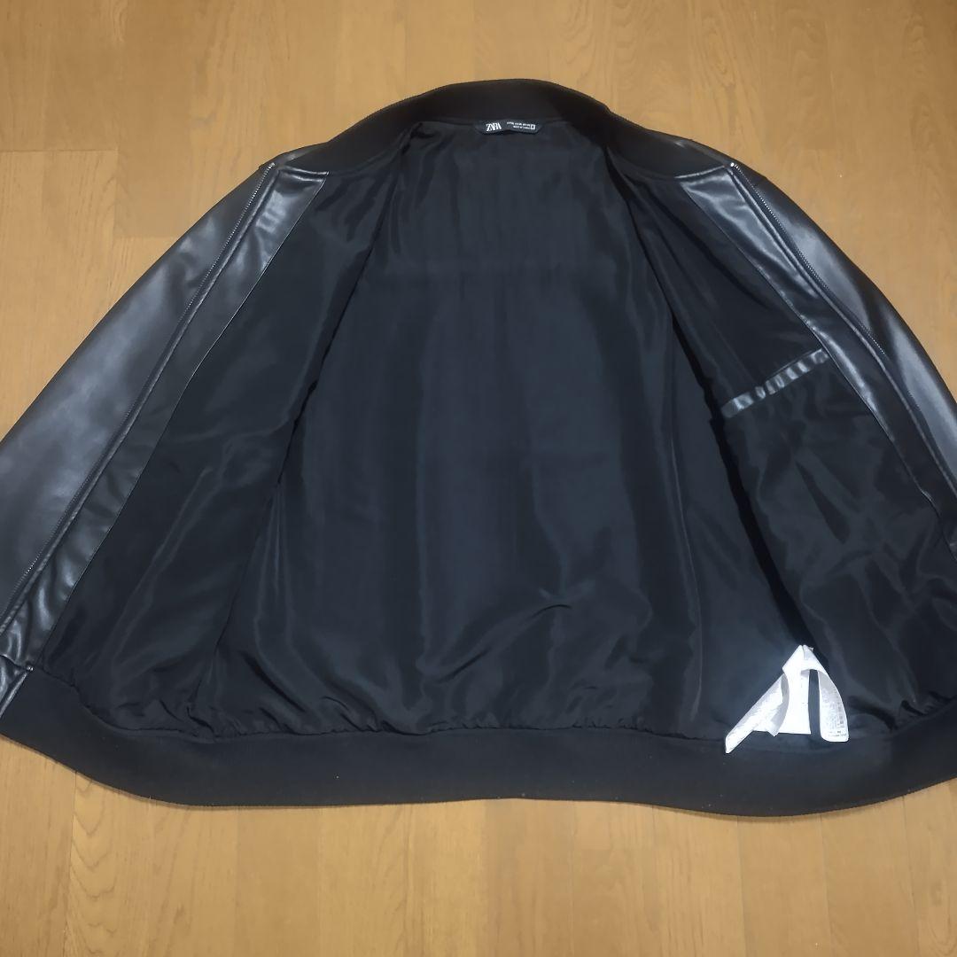 ZARA ザラ フェイクレザーブルゾン Lサイズ ブラック ボンバージャケット