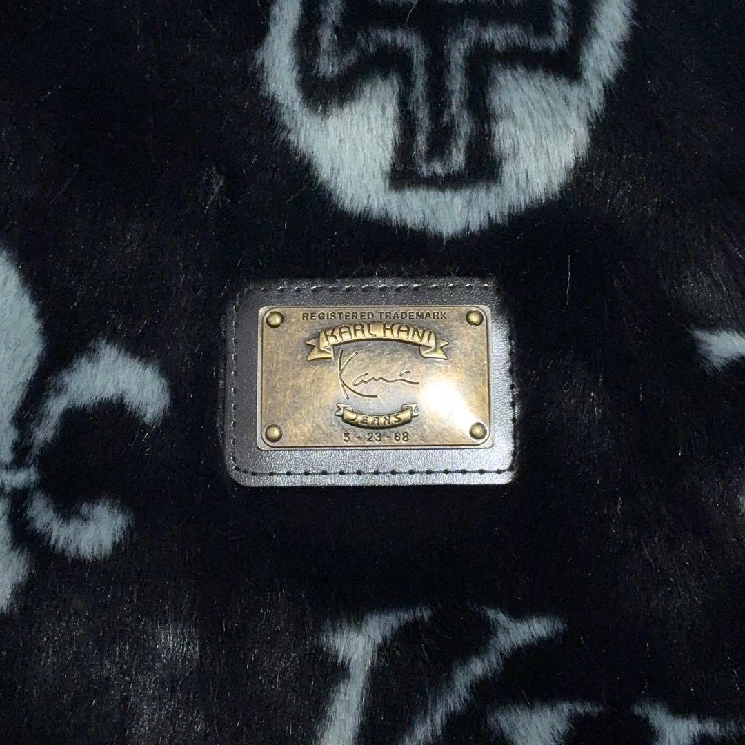 Karl Kani カールカナイ モノグラム ショートファージャケット 黒 XL