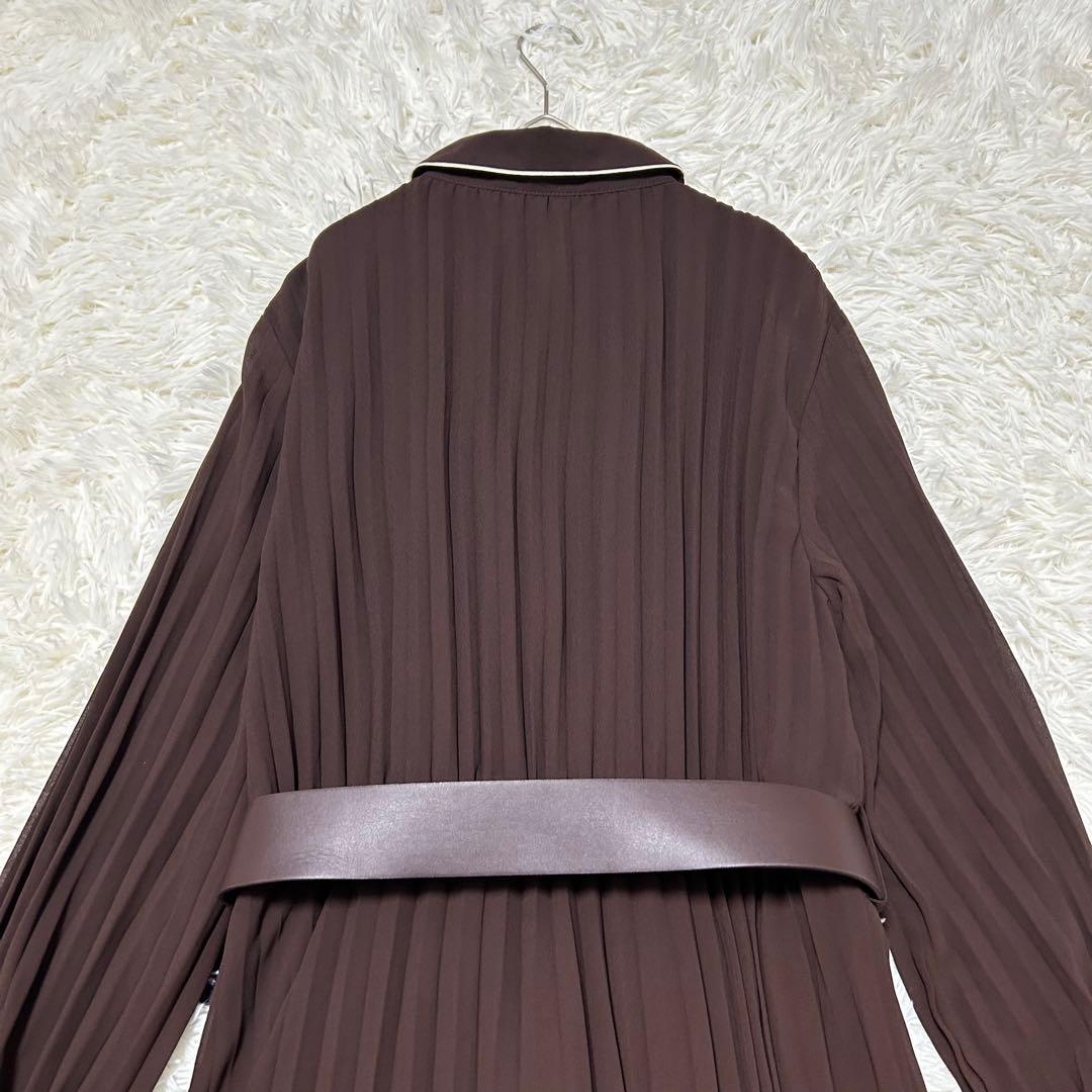 新品　ZARA プリーツミディワンピース ベルト付　バイカラー　大きめXL 現行