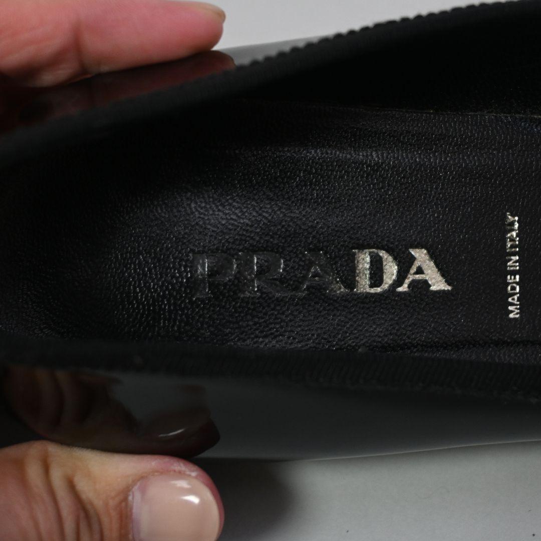 708★ PRADA エナメル バレエ リボン フラットシューズ 37
