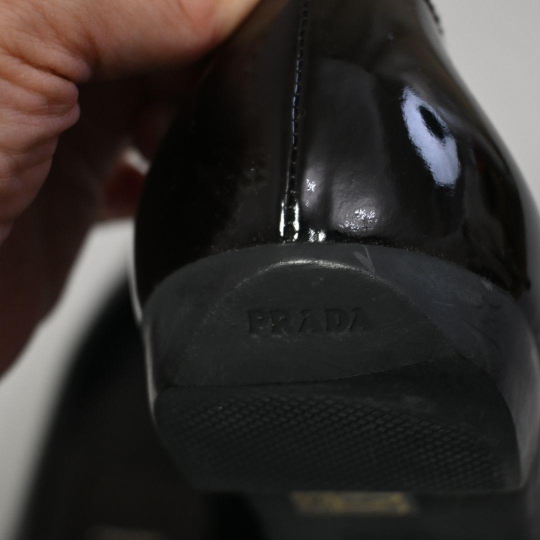 708★ PRADA エナメル バレエ リボン フラットシューズ 37