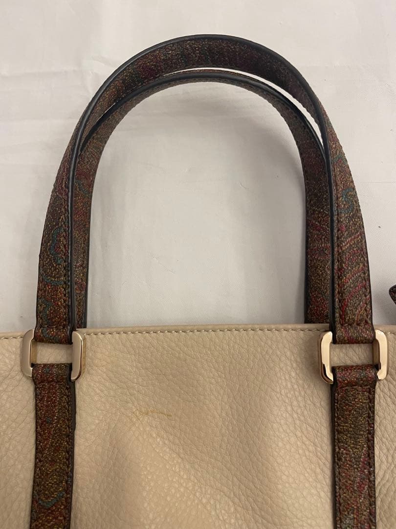 ❷美品 ETRO エトロ 2way バッグ ペイズリー柄トリムレザー