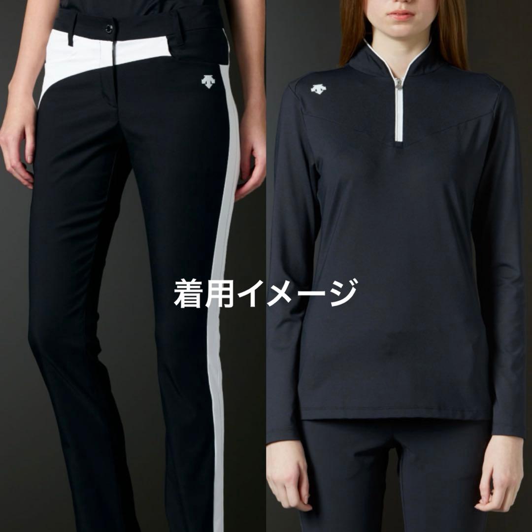 DESCENTE デサント　ゴルフ　長袖ポロシャツ パンツ　2点　M/M 黒白