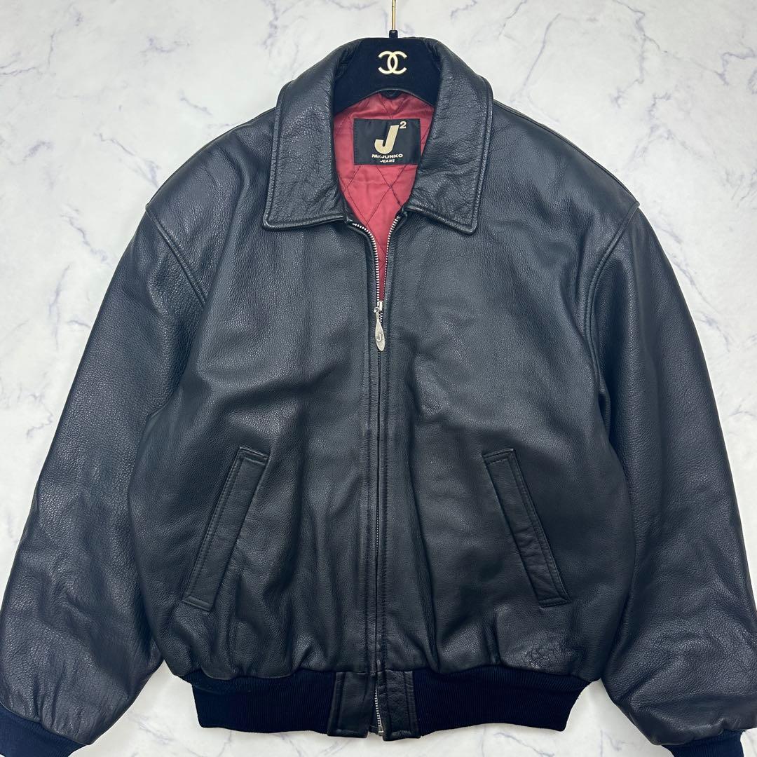 希少【Mr.JUNCO】背面イーグル型押し 牛革 オールレザー ジャケット L