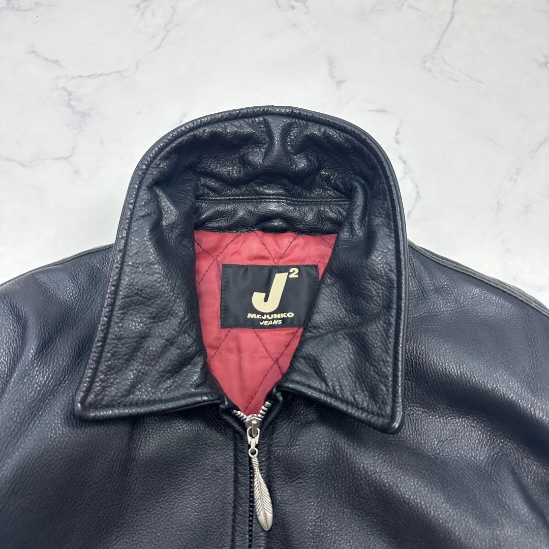 希少【Mr.JUNCO】背面イーグル型押し 牛革 オールレザー ジャケット L