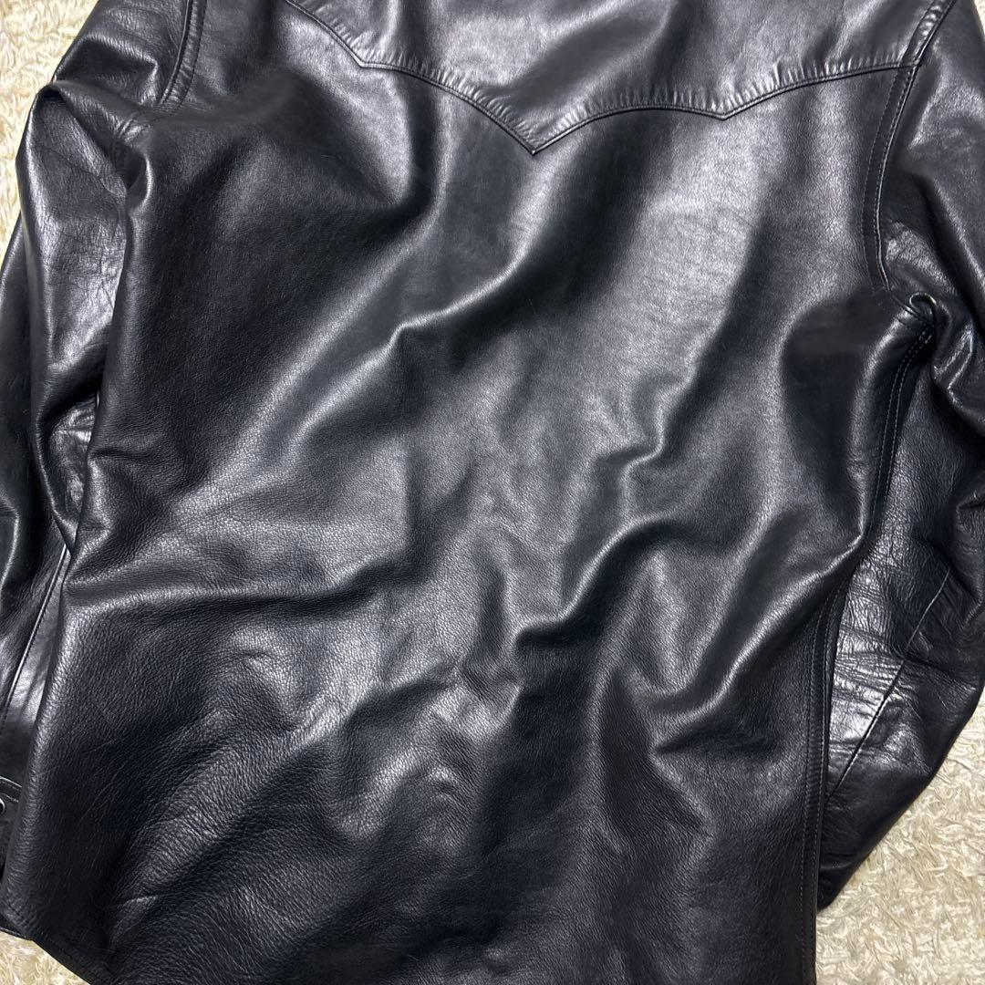 A BOMBER U.S.A ウエスタン レザーシャツ ホースハイド 馬革 黒