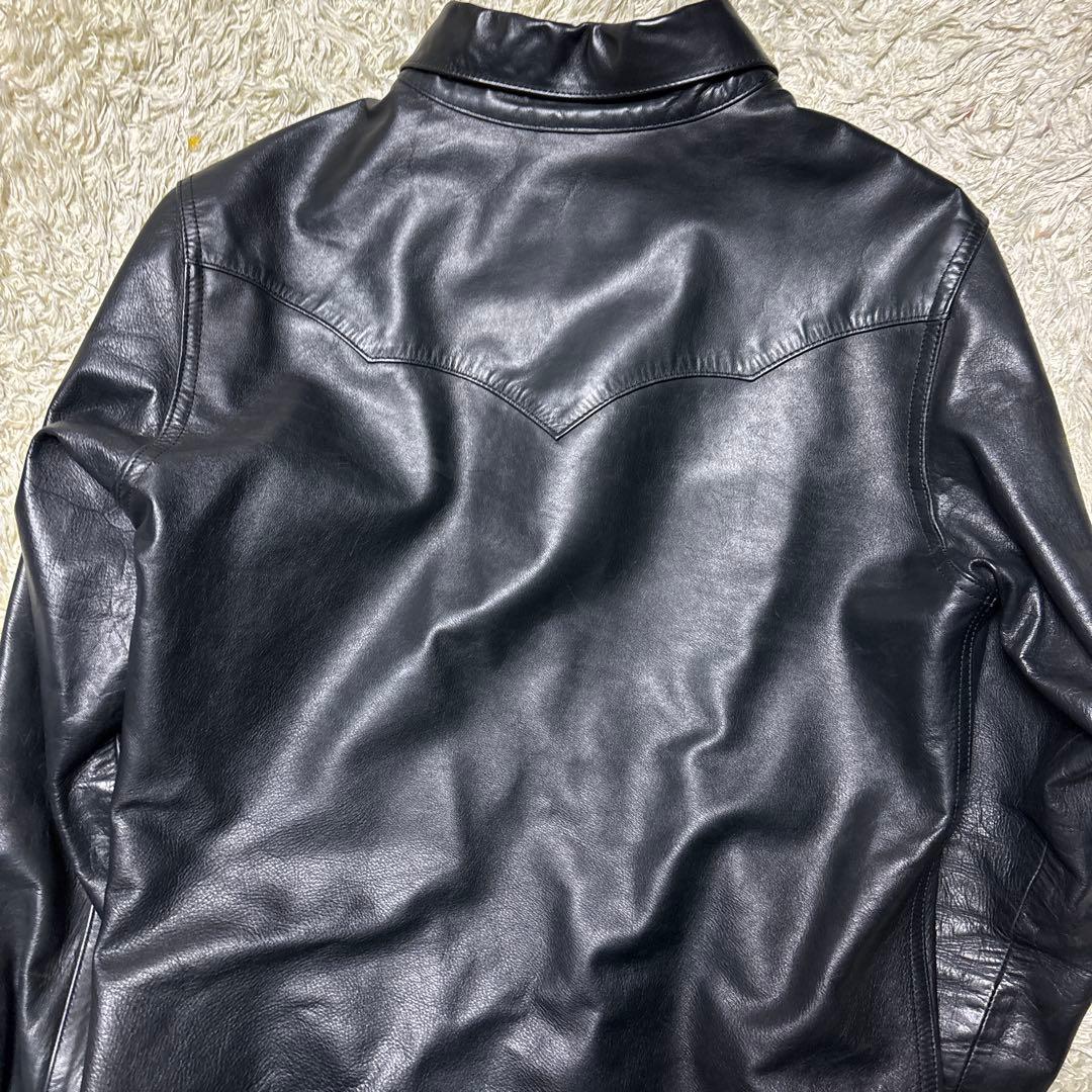A BOMBER U.S.A ウエスタン レザーシャツ ホースハイド 馬革 黒