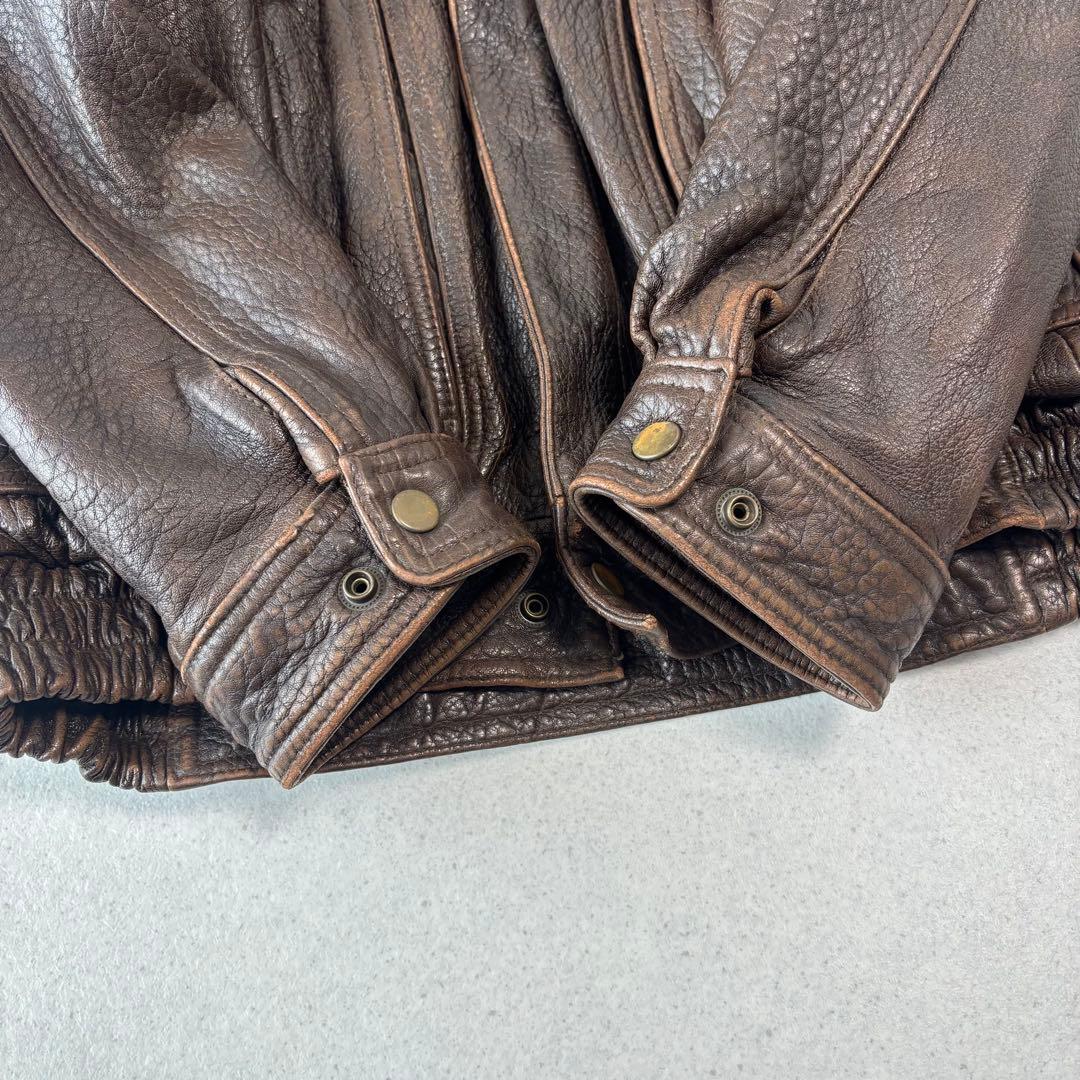 vintage lether bomber jacket L 本革 肉厚 A-2