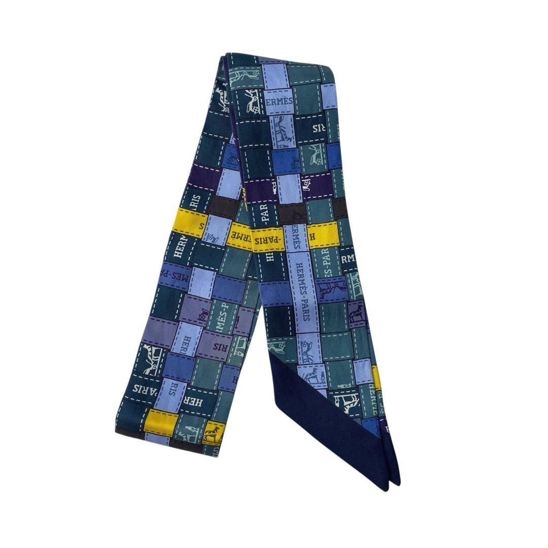 美品 エルメスHERMESツイリー ボルデュックチェック.