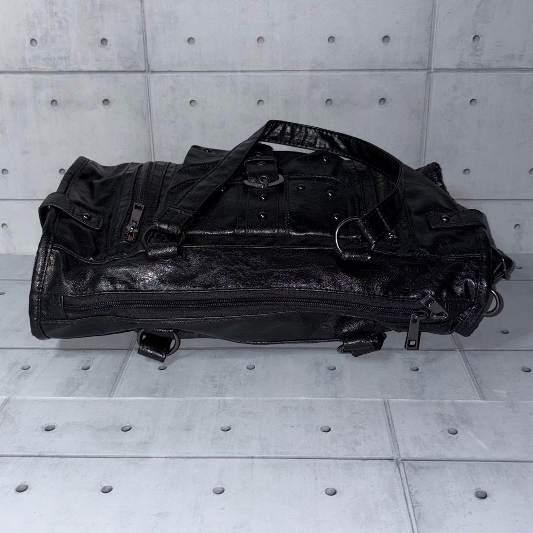 極美品 Y2K 00s ベルト スタッズ 2way トートバッグ ボストン型 黒
