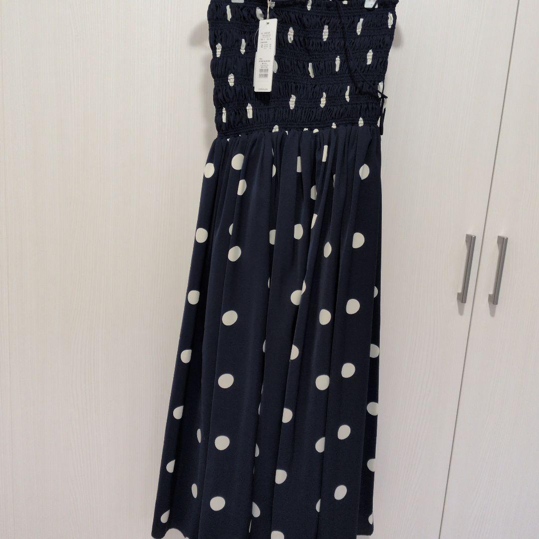 【新品タグ付】estella.k シャーリングキャミドレスドット柄