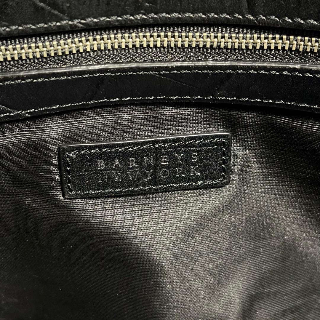 BARNEYS NEW YORK クロコ型押し　レザートートバッグ　ブラック
