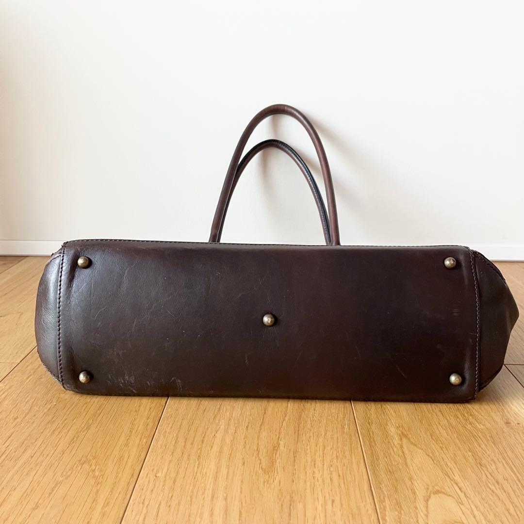 【美品】マザーハウス トートバッグ ビジネス 肩掛け A4 ブラウン レザー