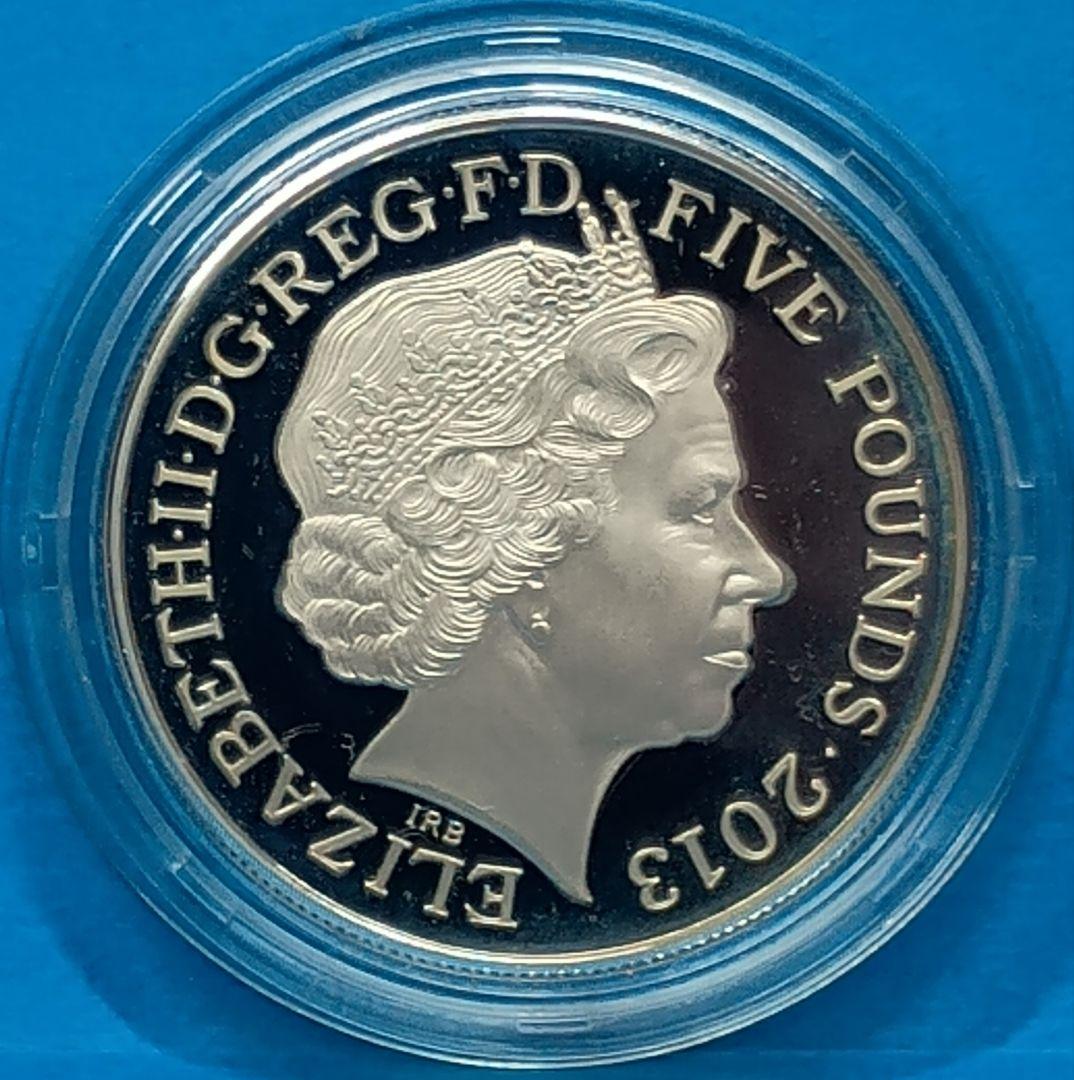 2013 エリザベス女王 戴冠60周年 5ポンド プルーフ銀貨③