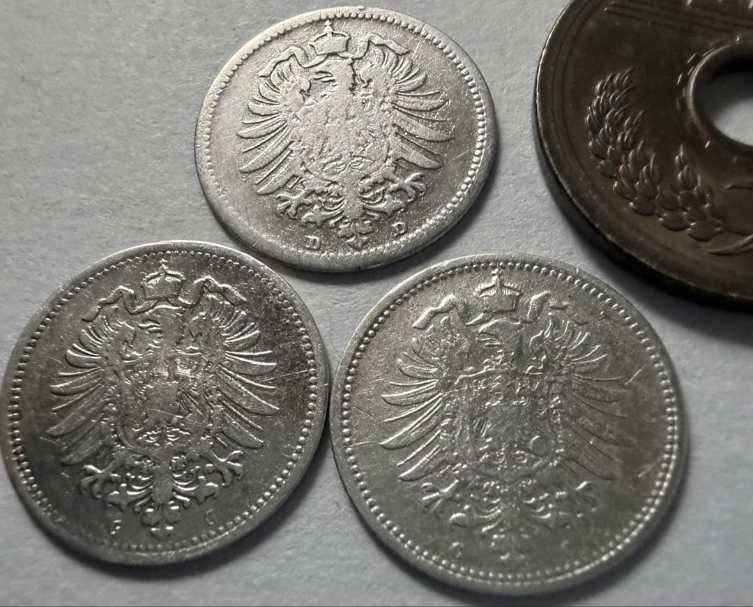 f*i様 1874年 ドイツ帝国20ペニヒ 銀貨 3枚セット