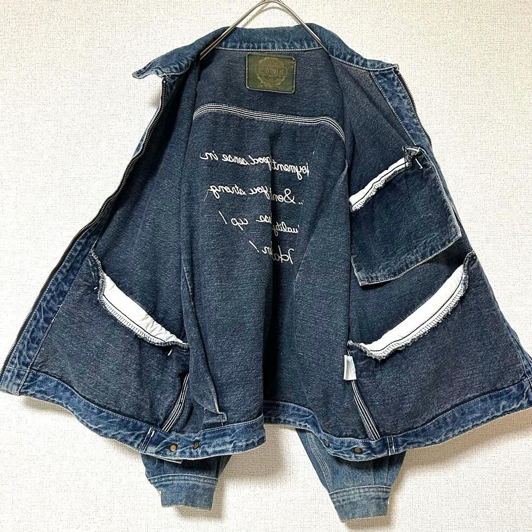 ヴィンテージ エドウィン EDWIN デニムジャケット クラウン刺繍 ジップ M
