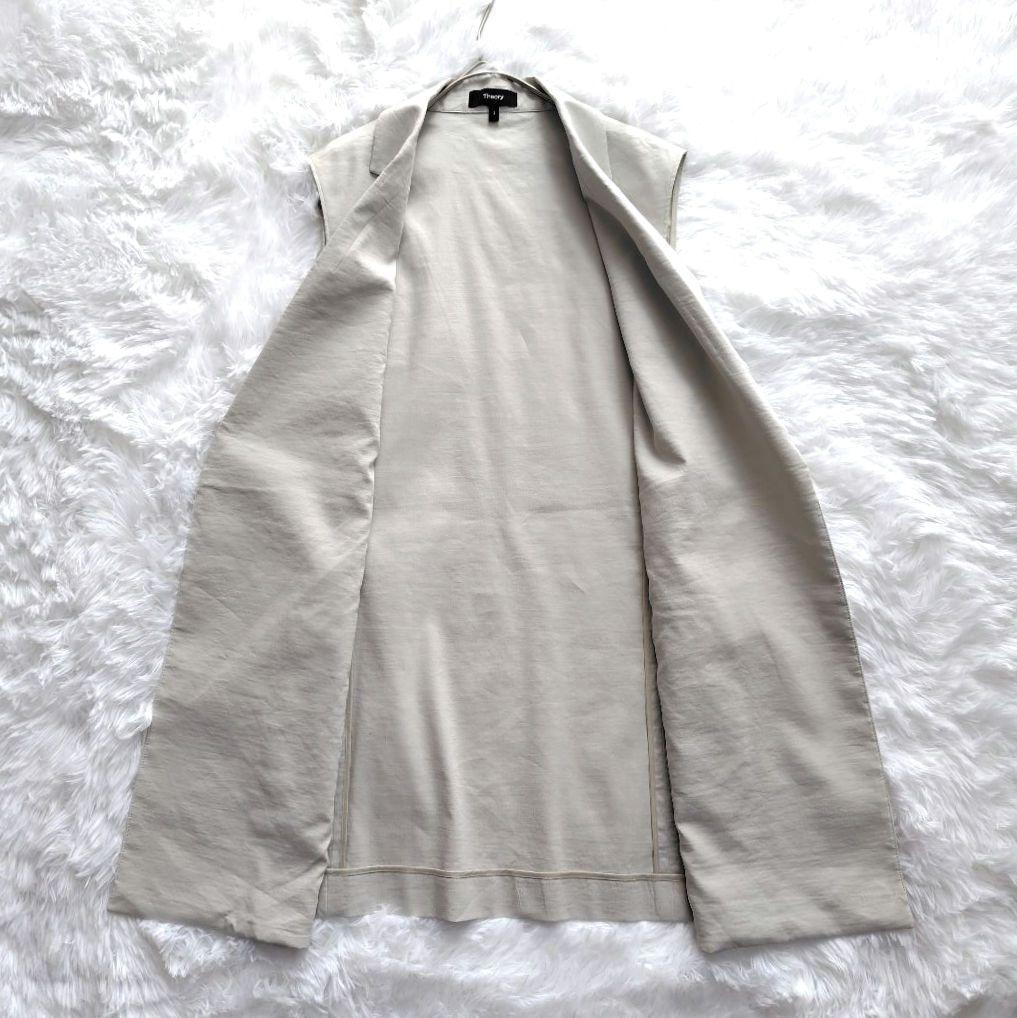極美品✨️Theory【M】ジレ　サイドスリットリネンベスト　春夏　麻混　白