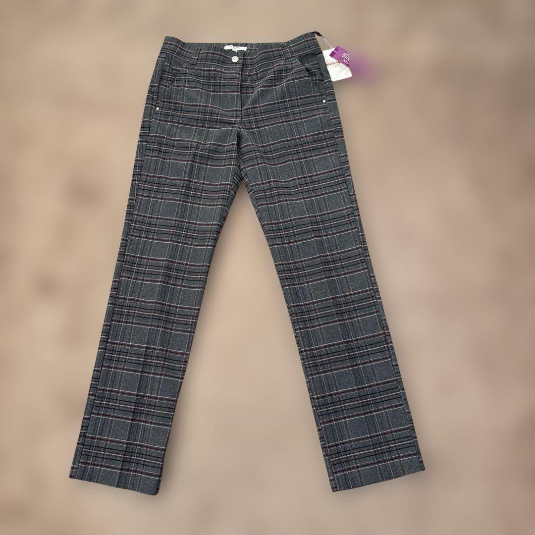 UNIQLO グレーニットS & マリクレールスポール新品チェック柄スラックスM