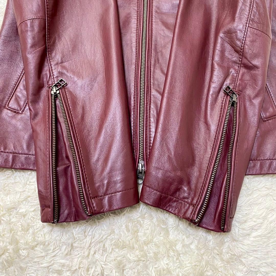 美品✨ メンズビギ ラムレザー シングルライダースジャケット ボルドー L