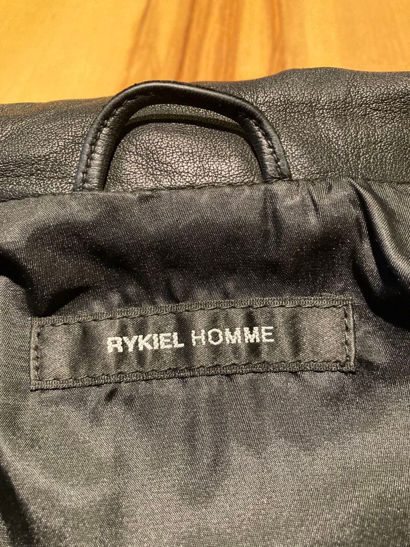 RYKIEL HOMME リキエルオム ラムレザージャケット羊革 ロゴボタン 黒